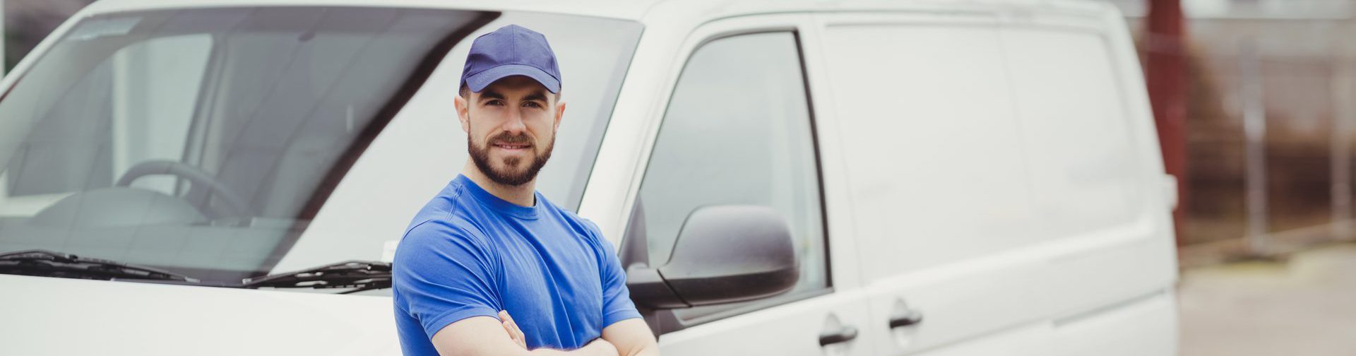 man in front of a van